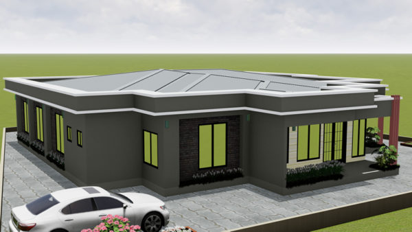 Plan de maison moderne 7 chambres, 1 salon avec acrotère - Image 5