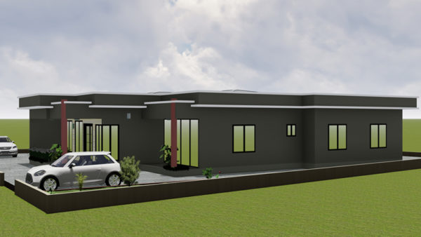 Plan de maison moderne 7 chambres, 1 salon avec acrotère - Image 7