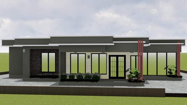 Plan de maison moderne 7 chambres, 1 salon avec acrotère - Image 3