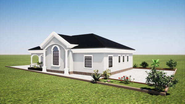 Plan de maison moderne 4 chambres, 1 salon, cuisine et douches - Image 8