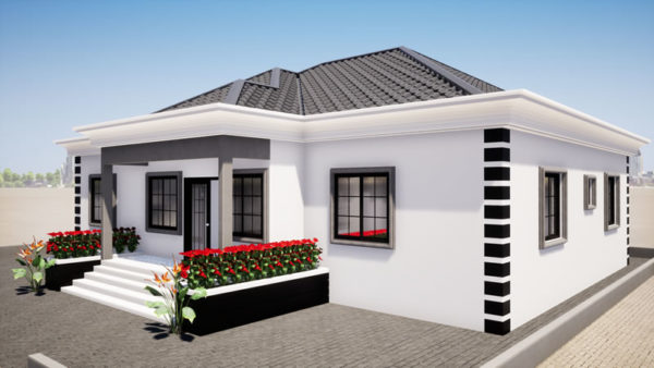 Plan de maison moderne de 4 chambres salon deux vérandas - Image 3
