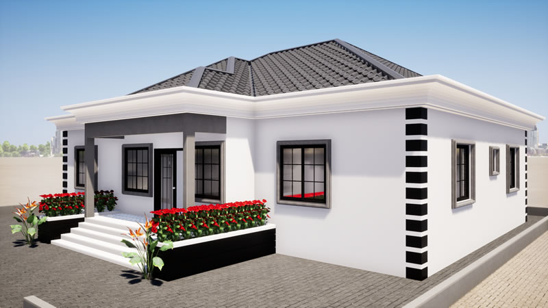 Plan de maison de 4 chambres avec deux verandas