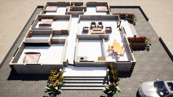 Plan de maison moderne de 4 chambres salon deux vérandas - Image 7