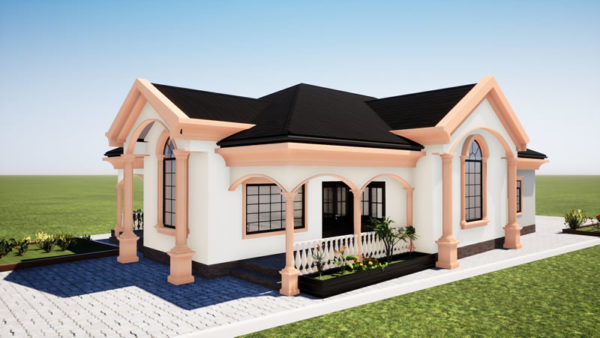 Plan maison moderne de 4 chambres salon cuisine douche - Image 3