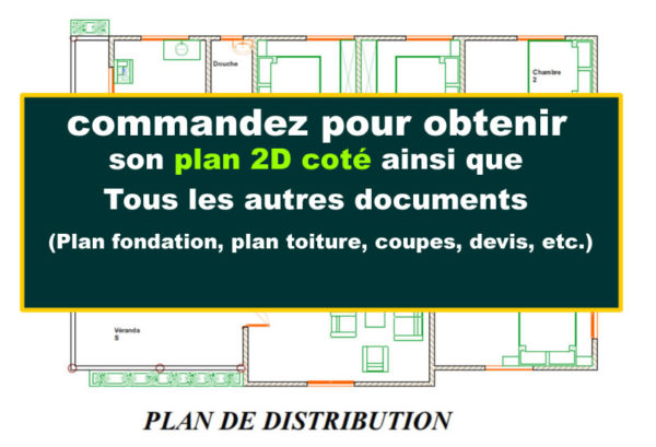 Plan maison moderne de 4 chambres salon cuisine douche - Image 8