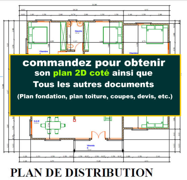 Plan de maison moderne de 4 chambres salon deux vérandas - Image 8