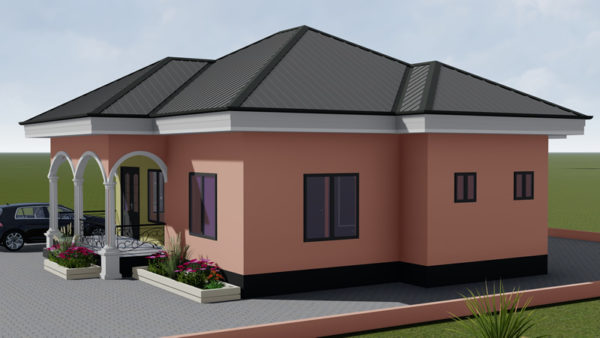 Plan de maison moderne de 2 chambres, 1 salon, 1 SAM, 1 cuisine - Image 6