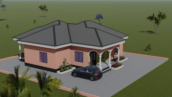 Plan de maison moderne de 2 chambres, 1 salon, 1 SAM, 1 cuisine - Image 3