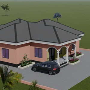 Plan de maison moderne de 2 chambres salon + salle à manger