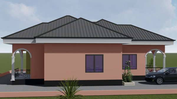 Plan de maison moderne de 2 chambres, 1 salon, 1 SAM, 1 cuisine - Image 4