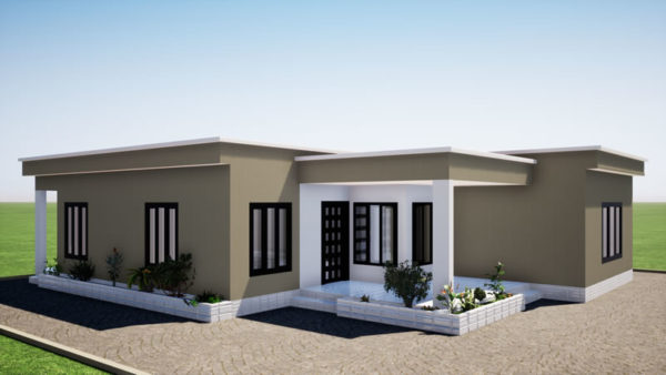 Plan de maison stylé de 3 chambres salon