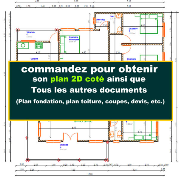 Plan de maison moderne 5 chambres, plain-pied, avec grande véranda - Image 8