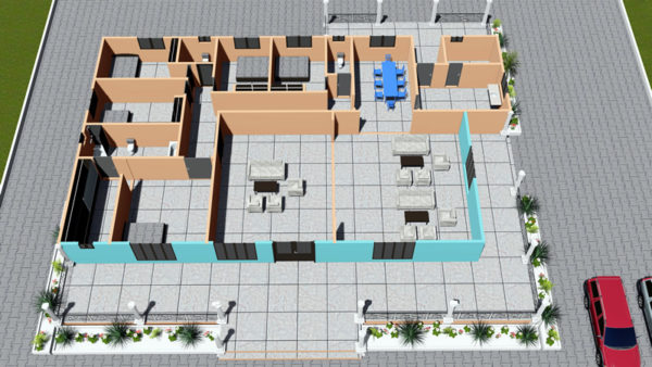 Plan d'une vaste maison moderne 5 chambres, 2 salons, avec grande véranda - Image 8