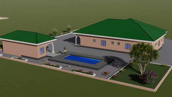 Plan de villa plain-pied de 5 chambres, grand salon, avec dépendance - Image 7