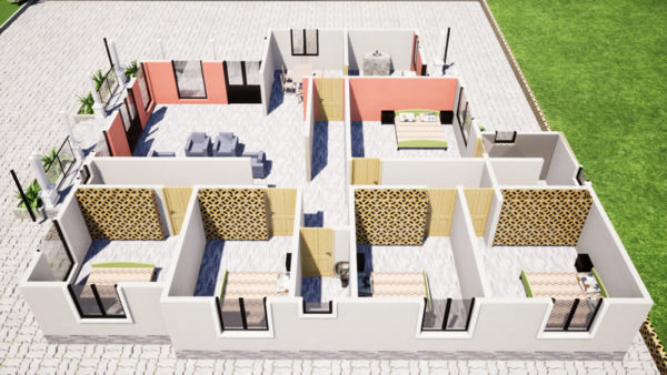 Plan de maison moderne 5 chambres, plain-pied, avec grande véranda - Image 7