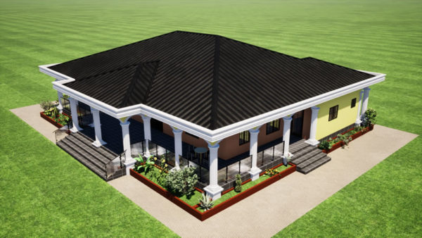 Plan de maison moderne 6 chambres, 2 salons avec grande véranda - Image 5