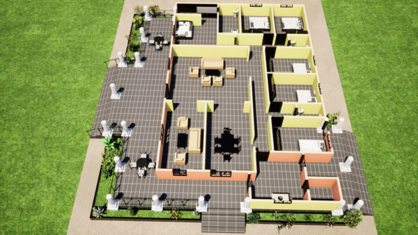 Plan de maison moderne 6 chambres, 2 salons avec grande véranda - Image 8