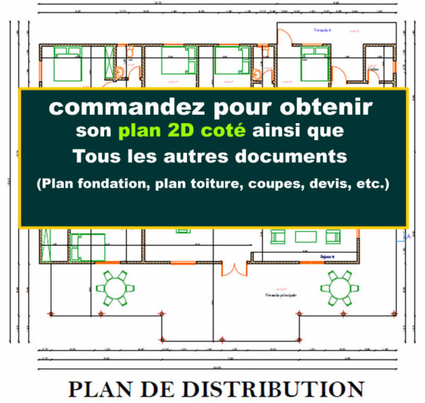 Plan de maison moderne 6 chambres, 2 salons avec grande véranda - Image 9
