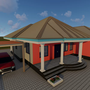 Plan de villa plain-pied de 4 chambres avec salle d'étude.