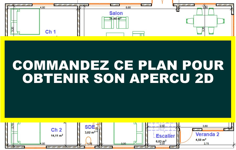 Plan de duplex moderne 4 chambres 2 salons avec mezzanine – Image 2