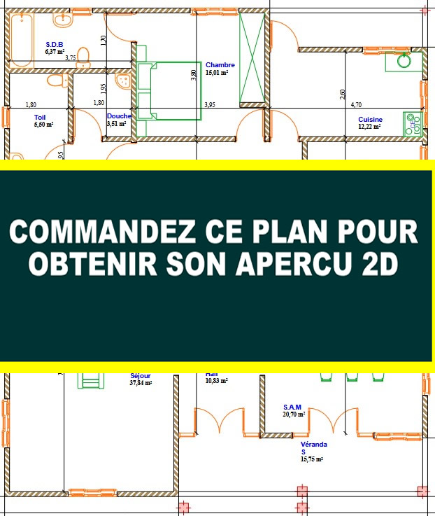 Plan de maison R+1 moderne de 5 chambres et 3 salons – Image 10
