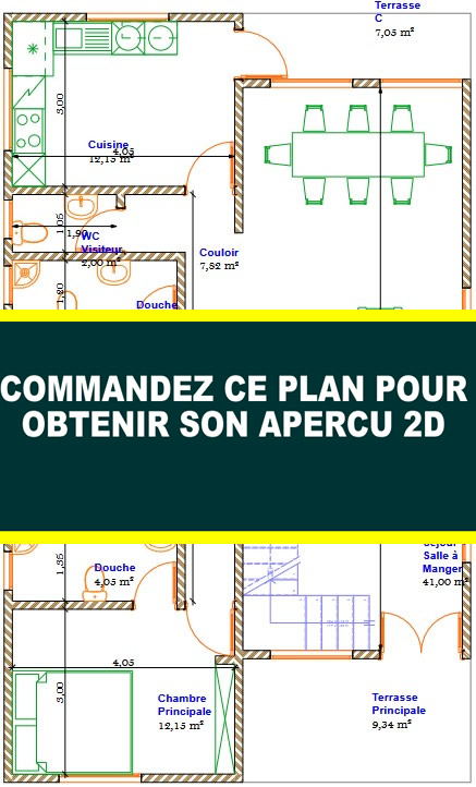 Plan de maison R+1 moderne de 5 chambres et 2 salons – Image 9