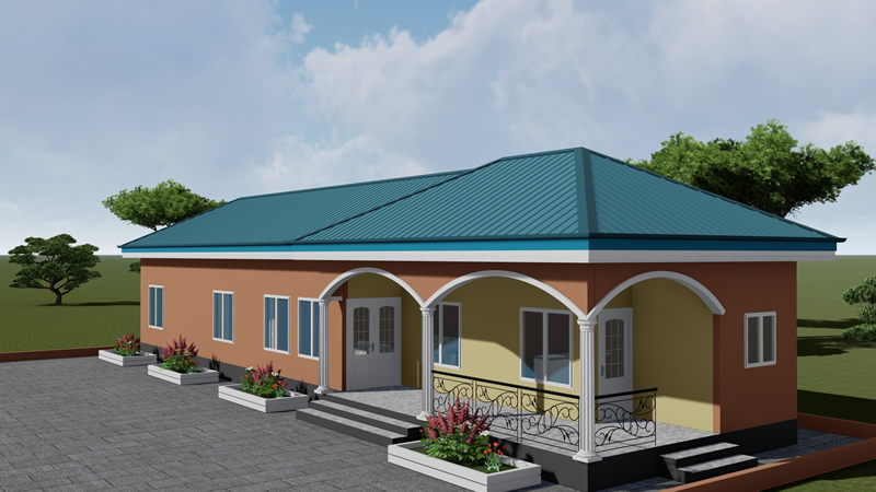 Plan d'un bâtiment annexe de 2 chambres modernes – Image 2