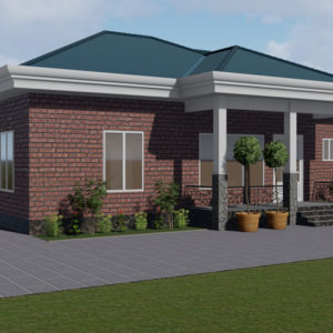 Plan de villaen BTC de 3 chambres modernes africaine