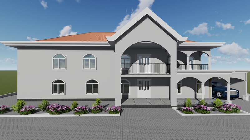 Plan de maison R+1 moderne de 9 chambres – Image 2