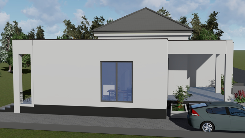 Plan maison plain-pied de 3 chambres salon avec toiture terrasse – Image 5