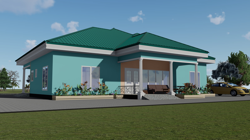 Plan de villa de 4 chambres modernes avec grande cuisine – Image 4