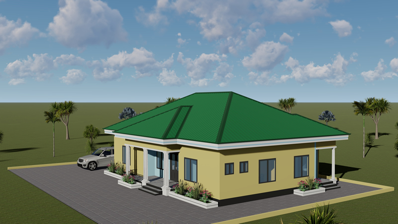Plan de villa plain-pied de 3 chambres avec mini-bar – Image 4