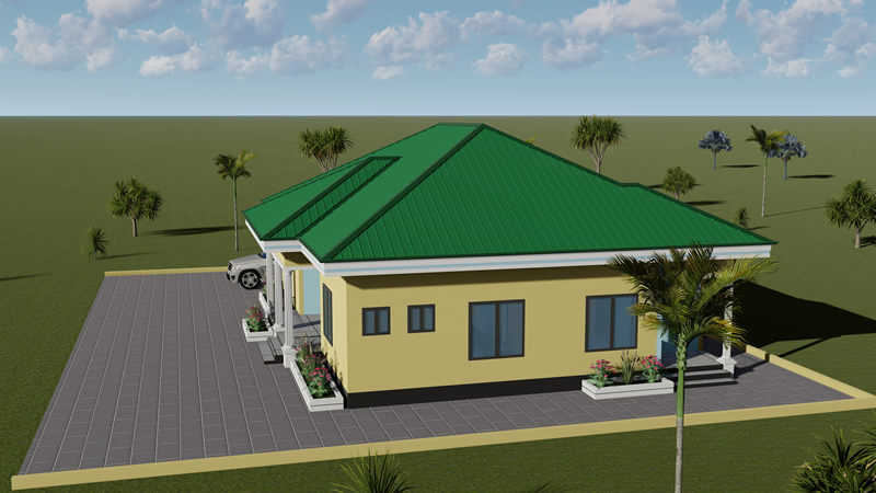 Plan de villa plain-pied de 3 chambres avec mini-bar – Image 5