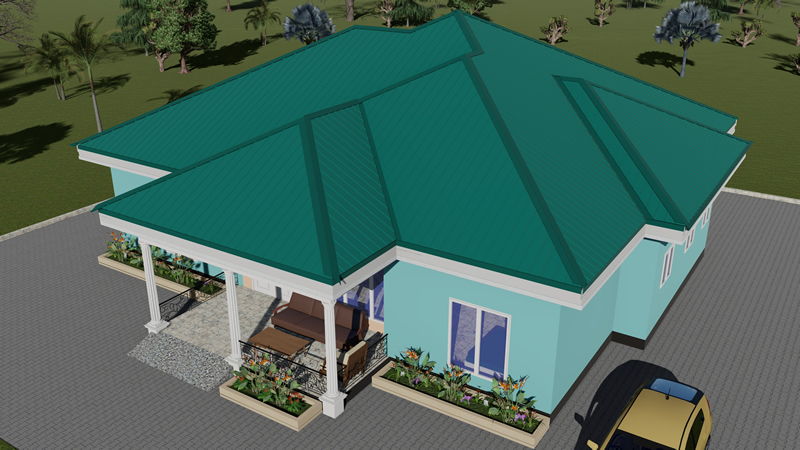 Plan de villa de 4 chambres modernes avec grande cuisine – Image 5