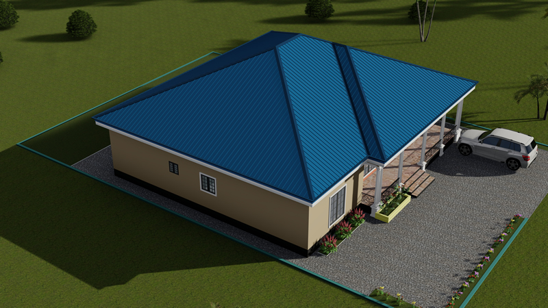 Plan de villa moderne 4 chambres avec grande véranda – Image 7