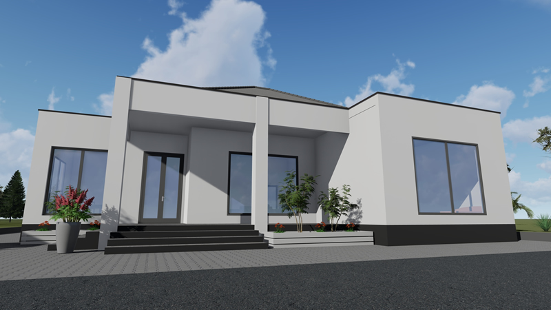 Plan maison plain-pied de 3 chambres salon avec toiture terrasse – Image 7