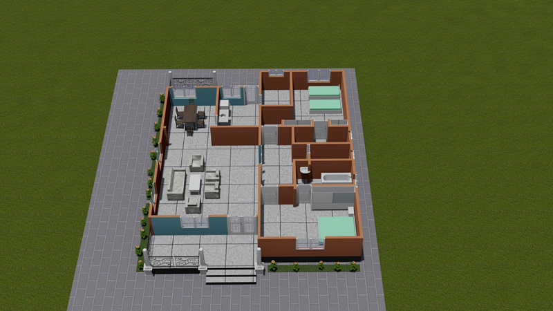 Plan de maison moderne de 2 chambres avec grand salon – Image 8