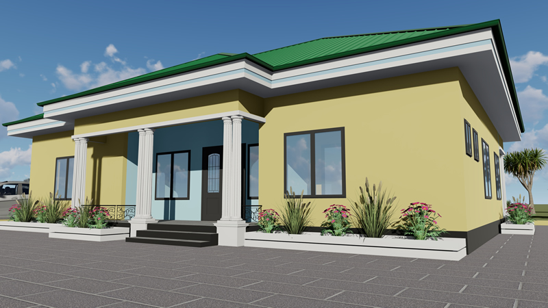 Plan de villa plain-pied de 3 chambres avec mini-bar – Image 6