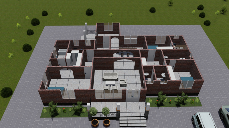 Plan de villa moderne de 3 chambres avec bureau – Image 4