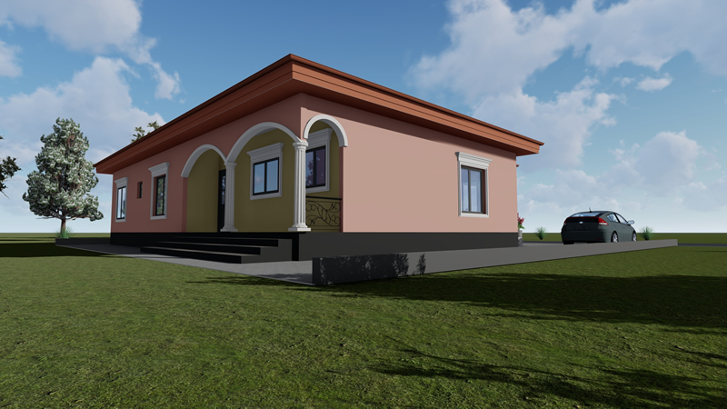 Plan de villa en L de 3 chambres salon – Image 4