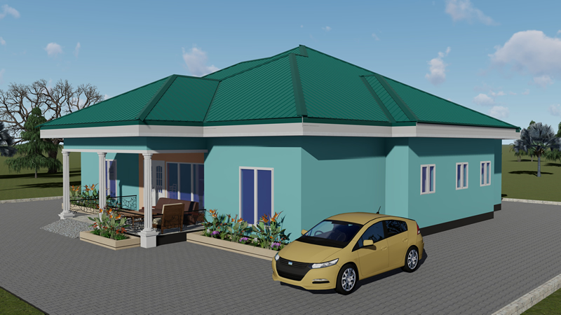Plan de villa de 4 chambres modernes avec grande cuisine – Image 3