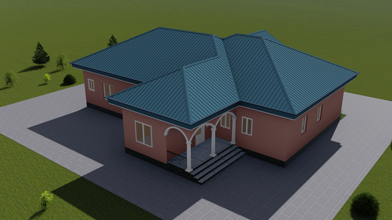Plan de villa moderne de 3 chambres avec bureau – Image 3