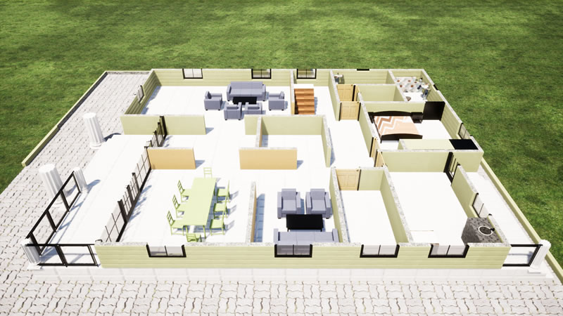 Plan de maison R+1 moderne de 5 chambres et 3 salons – Image 8