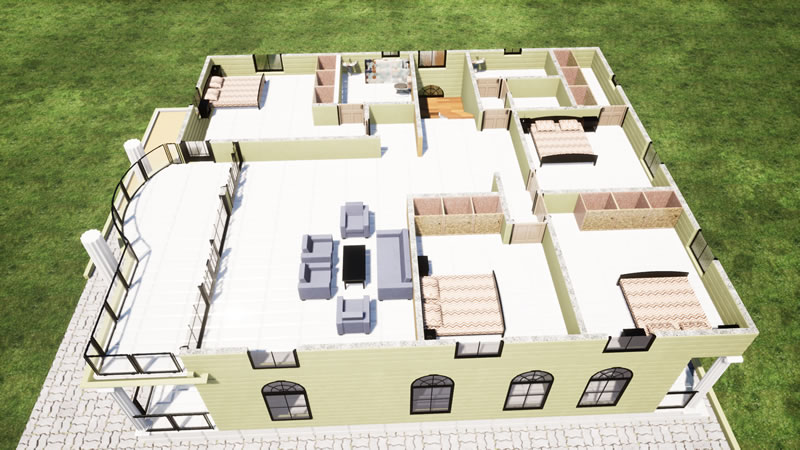 Plan de maison R+1 moderne de 5 chambres et 3 salons – Image 9