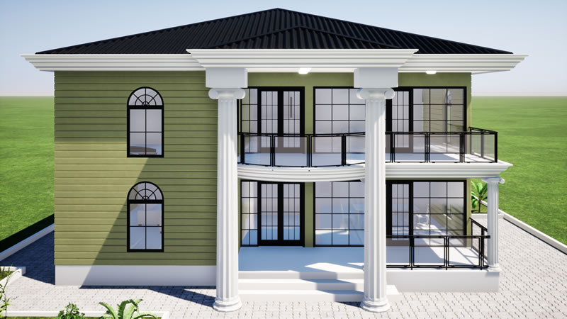 Plan de maison R+1 moderne de 5 chambres et 3 salons – Image 2