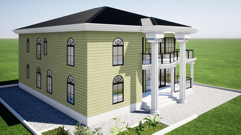 Plan de maison R+1 moderne de 5 chambres et 3 salons – Image 3