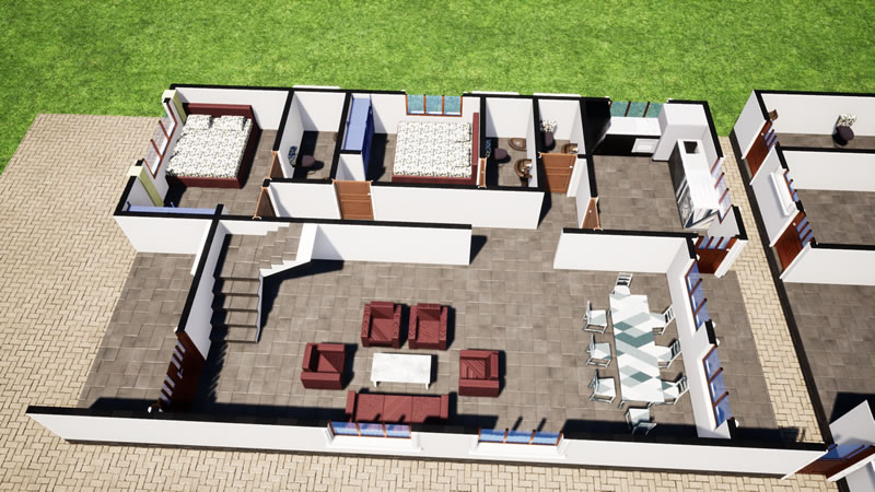 Plan de maison R+1 moderne de 5 chambres et 2 salons – Image 8