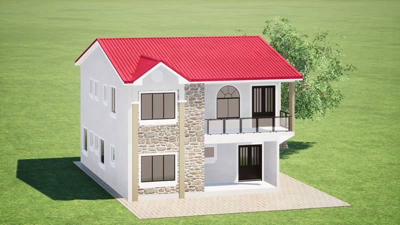 Plan de maison R+1 moderne de 5 chambres et 2 salons – Image 2