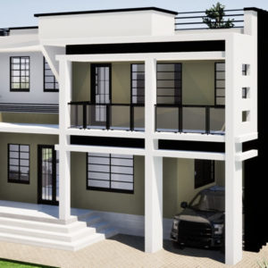 Plan de duplex moderne de 6 chambres avec garage