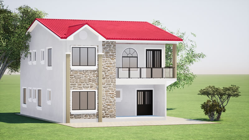 Plan de maison R+1 moderne de 5 chambres et 2 salons – Image 4